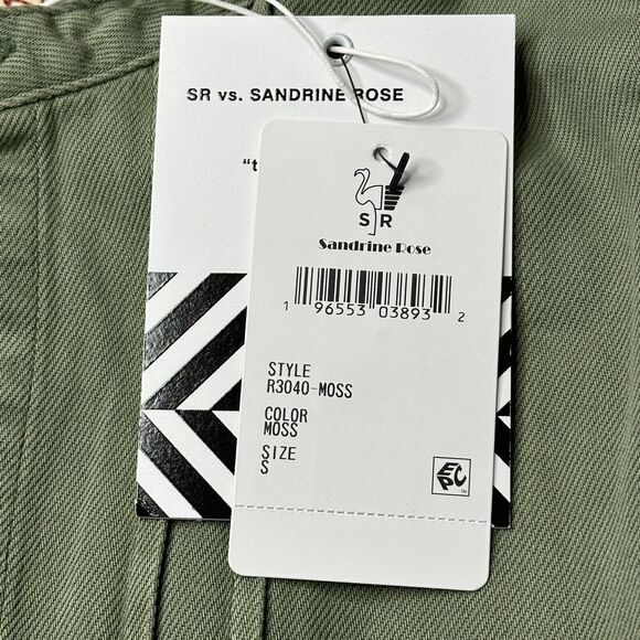 Sandrine Rose Twill Long Sleeve Oversized Dress Moss Women's Small NWT - Picture 12 of 12